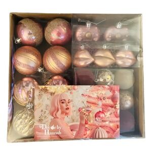 NEW Decor by Hannah Christmas‎ Ornaments Shatterproof Pink Gold Ball Set